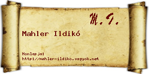 Mahler Ildikó névjegykártya